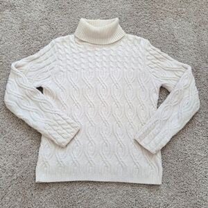 Cream Cotton Turtleneck Sweater